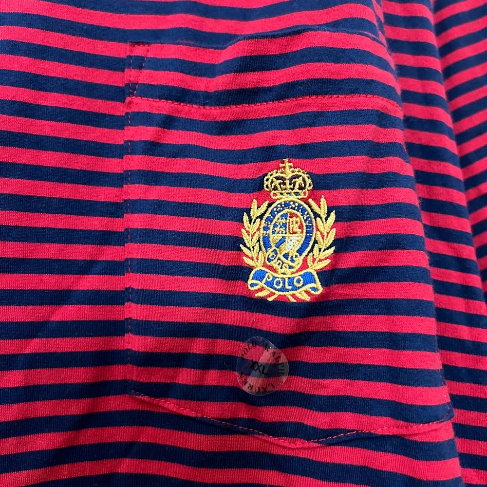 Polo Ralph Lauren Men’s Striped Casual Polo Shirt Size XXL NWT Red and Navy - Picture 3 of 12